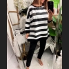 Swobodna bluza w szerokie paski w kolorze śmietankowo-czarnym